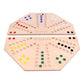 AmishToyBox.com Travel Marble Chase Wooden Board Game Set - Double-Sided 23" Board, Includes Carry Bag, Marbles, Cards - Beige