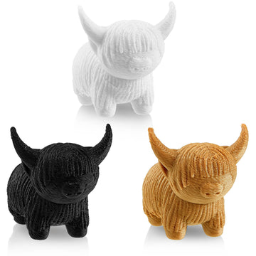 Henoyso 3 Pcs Mini Highland Cow Figurine Highland Cow Decor Cow Western Cow Office Decor Highland Gift Cow Nursery Stuff Cow Dec