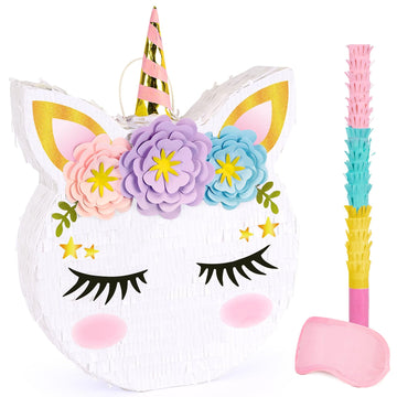 Wernnsai Unicorn Piñata - Unicorn Party Supplies Piñata With Stick And Blindfold For Girls Kids Birthday Party Game Anniversary Classroom Activities Unicorn Them Party Decorations(15.7'' X 12.2'')