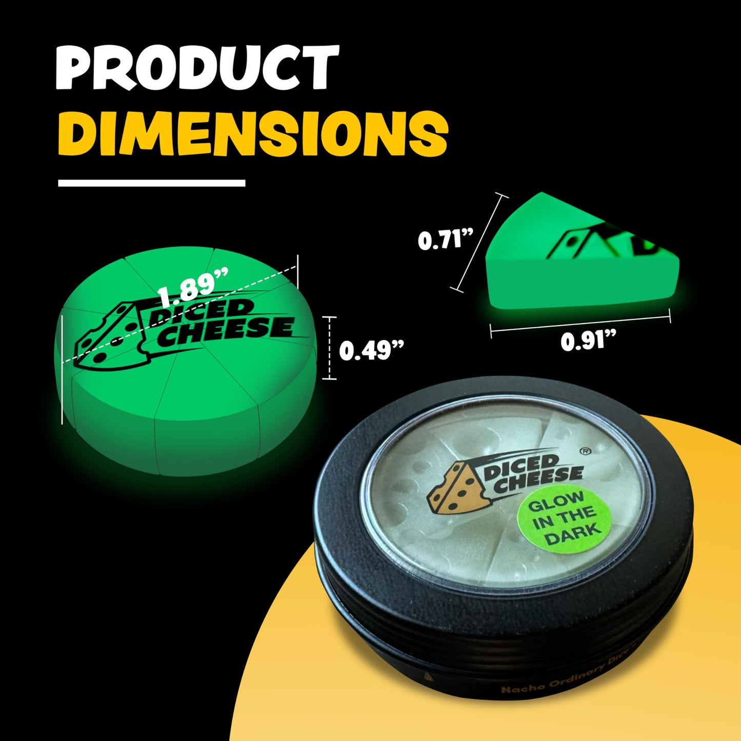 Diced Cheese Glow-in-the-Dark Dice Game - Fun for Ages 15+ - 1 Pack - No Math or Scorecards Needed