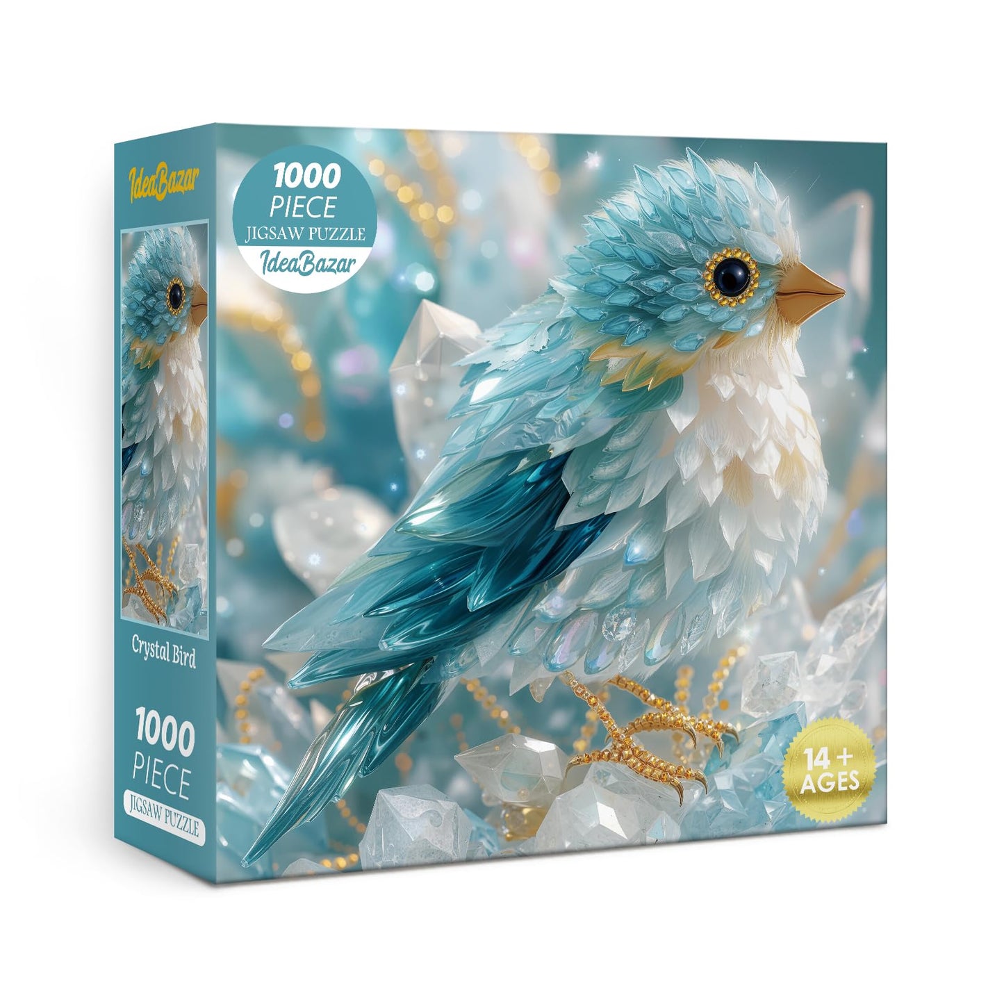 3D Crystal Bird Puzzles for Adults 1000 Pieces Art, Cute Gem Animal Fun Jigsaw Puzzles, Challenging Beautiful Wildlife Jewel Blu