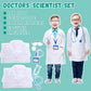 Vicenpal 4 Sets Kids Dress Up Costumes Police Officer Costume Doctor Construction Worker Fireman Costume Scientist Lab Dress Up
