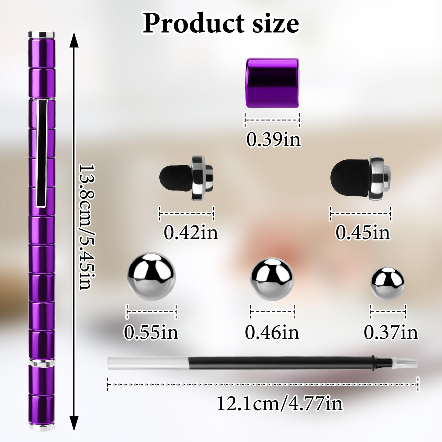 SUKIPIN Fidget Pen, Magnetic Fidget Pens for Adults, Purple Magnet Pen for Stocking Stuffers, Easter Basket Stuffers (Purple)