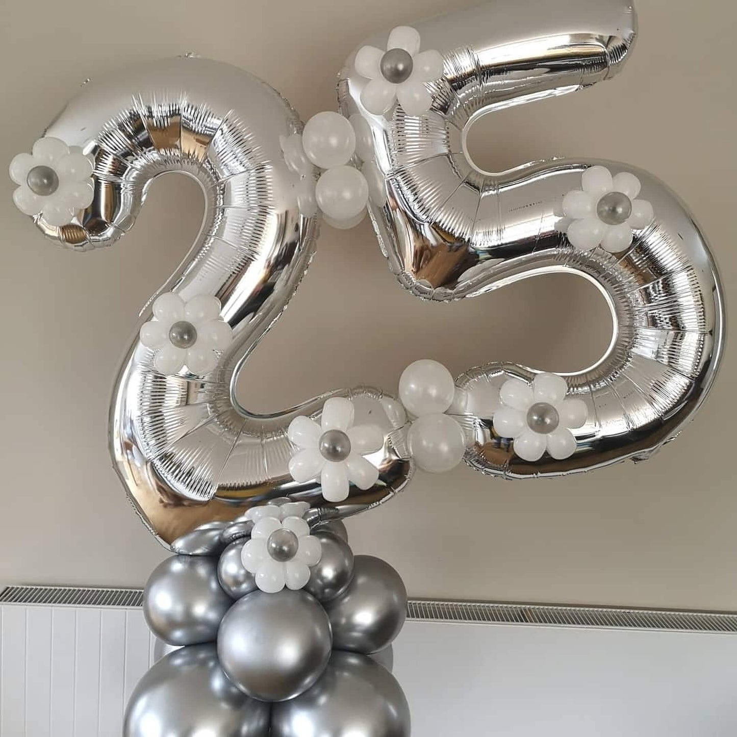 40 Inch Silver 25 Number Balloons Giant Jumbo Huge 25 Or 52 Foil Mylar Helium Number Digital Balloons Silver Birthday Mylar Digi
