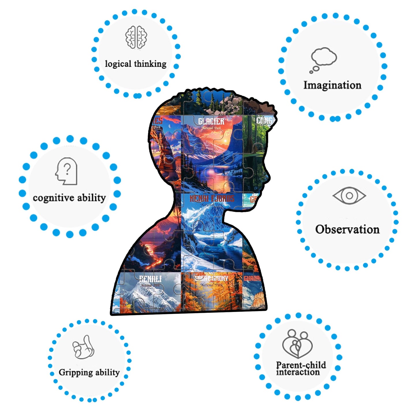 Lelemon Nation Park Jigsaw Puzzles In A Metal Box 100 Pieces World Park Jigsaw Puzzle For Adults Kids Ages 4-8 Children Learning