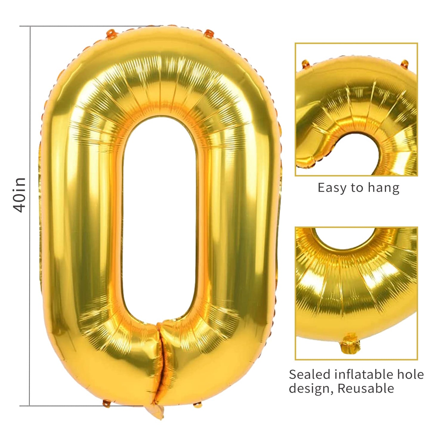 Smlpuame 40 Inch Number Balloon 0-9 Gold Large Number 50 Balloons,Digital Balloons For Birthday Party Celebration Decorations Su