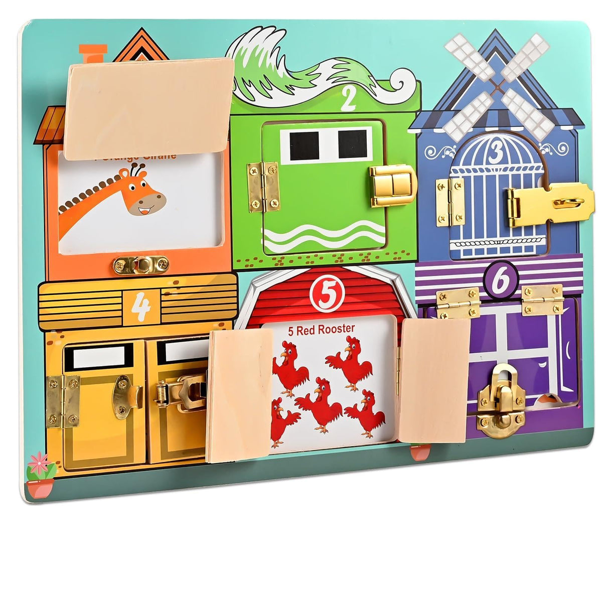 WoodTrove Wooden Activity Board, Wooden Latches Board,Montessori Busy Board