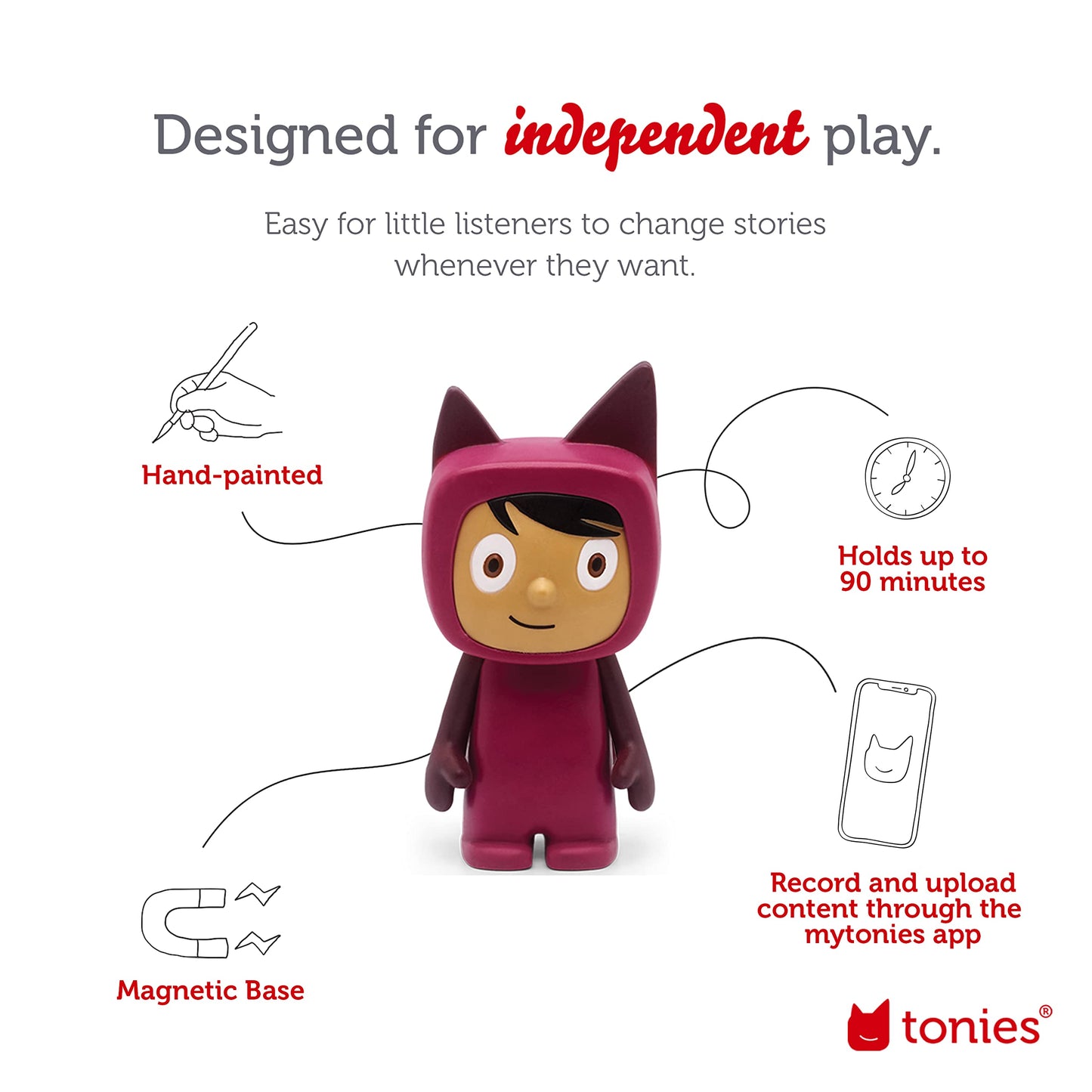 Tonies Creative Audio Character - Record And Upload Up To 90 Minutes Of Your Own Stories And Songs - Purple/Medium