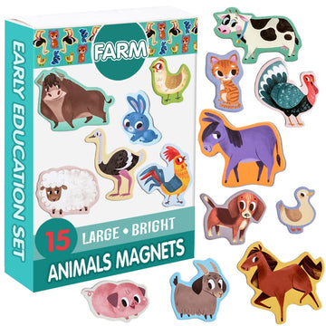 Magdum Farm Animal Magnets -Real Large Fridge Magnets For Toddlers- Magnetic Educational Toys Baby 3 Year Old Baby Learning Magnets For Kids- Speech Development Toys - Kid Magnets For Magnetic Theatre