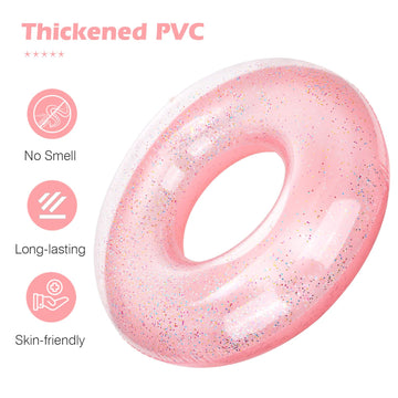 Moko Swim Rings With Glitter, 70Cm Diameter Inflatable Pool Float Swimming Pool Float Tube Round Shaped Swimming Tube Water Fun