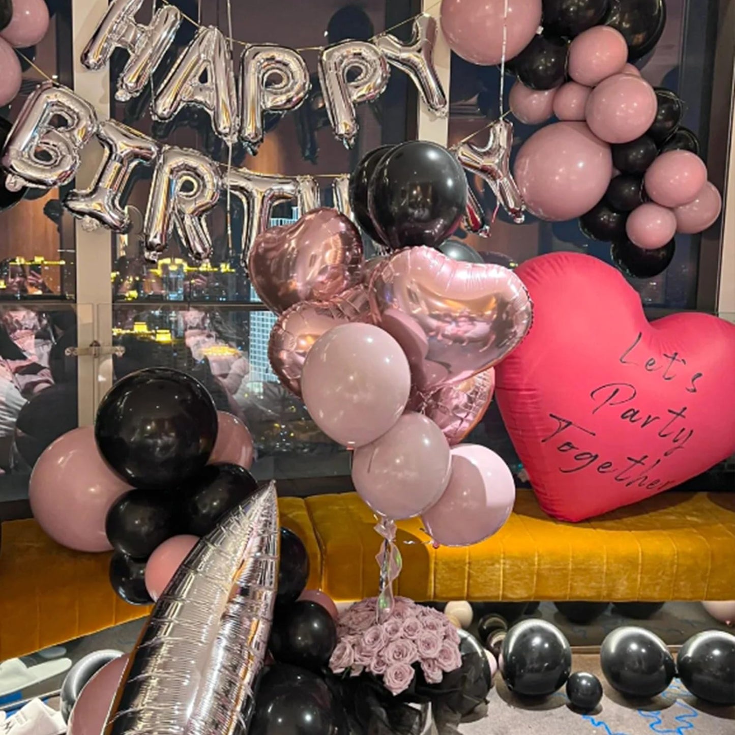 Paready Pink and Black Balloons, 30 Pcs, 12 Inch Latex Balloons for Birthday, Baby Shower, Wedding, Graduation Decor