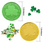 Lippbest St Patrick's Day Gold and Green Lucky Coins - 120 Pcs Plastic Shamrock Leprechaun Coins for Irish Party Table Decoratio