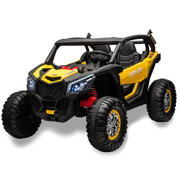 Hetoy 24V 2 Seater Kids Ride on UTV Car w/Remote Control, 4WD Powerful Electric Vehicle with 4x75W Motors, 4 Shock Absorbers, Le