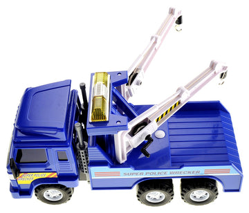 PowerTRC Police Tow Truck Toy for Boys Ages 3-5 | 13 inch Push & Go Realistic Friction Powered Wrecker with Working Winch Adjust