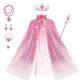Fedio Princess Cape Set 7 Pieces Girls Princess Cloak With Tiara Crown, Wand For Little Girls Dress Up (Pink)