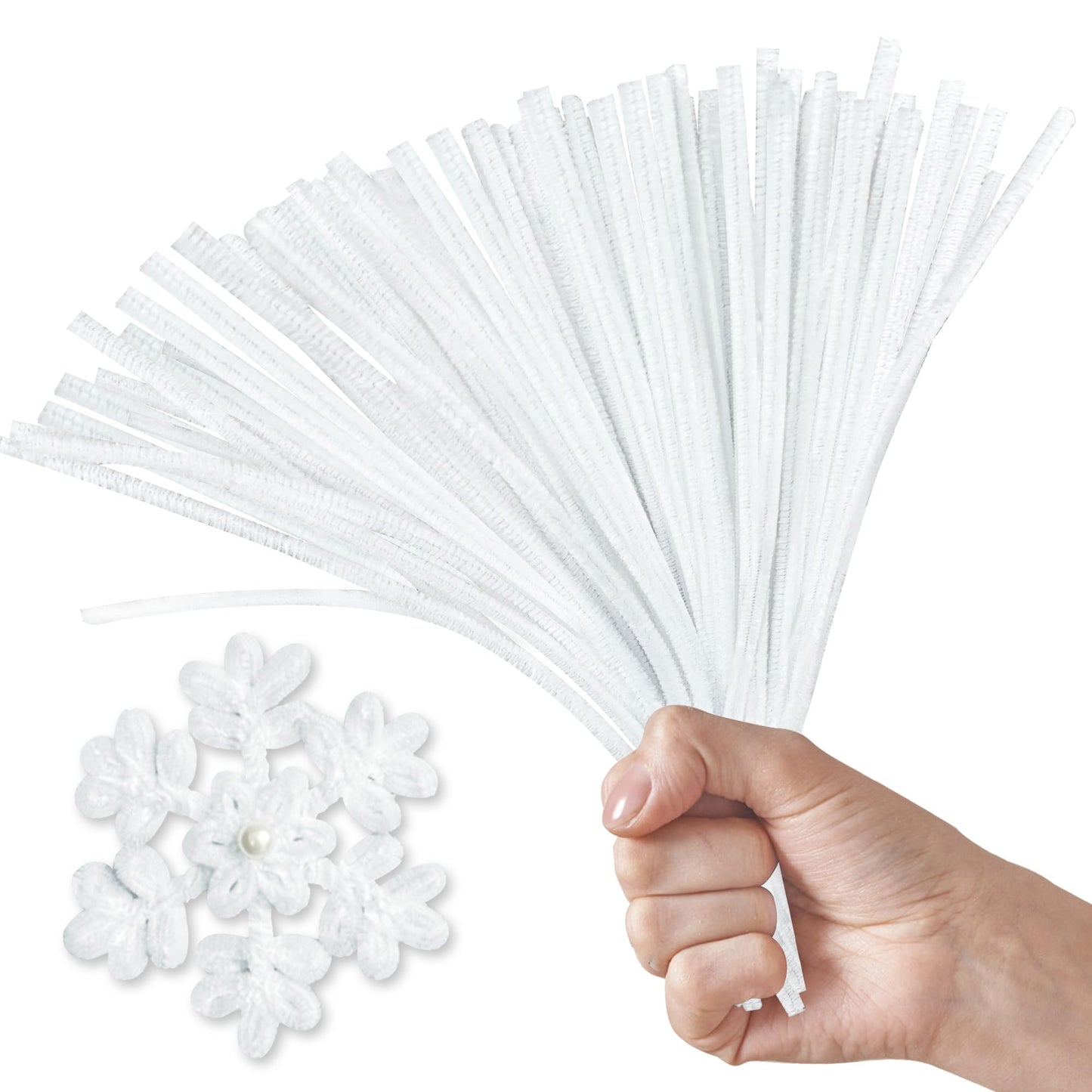 100PCS White Pipe Cleaners,White Pipe Cleaners for Crafts,Pipe Cleaner Craft,Art and Craft Supplies