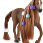 Schleich Horse Club English Thoroughbred Mare Playset - 14 Piece PVC Toy with Brushable Hair, Multi-Color, Model 42582