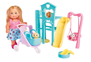 Simba Evi Love Puppy Fun Doll With Three Cute Puppies And Great Dog Play/Swing, Slide And 2-In-1 Buggy / 12 Cm/Suitable For Children From 3 Years