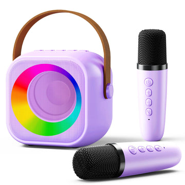 Mini Karaoke Machine For Kids: Portable Bluetooth Kararoke Microphone Speaker With 2 Wireless Microphones - Easter Birthday Gifts For 4 5 6 7 8 9 10 Year Old Girls