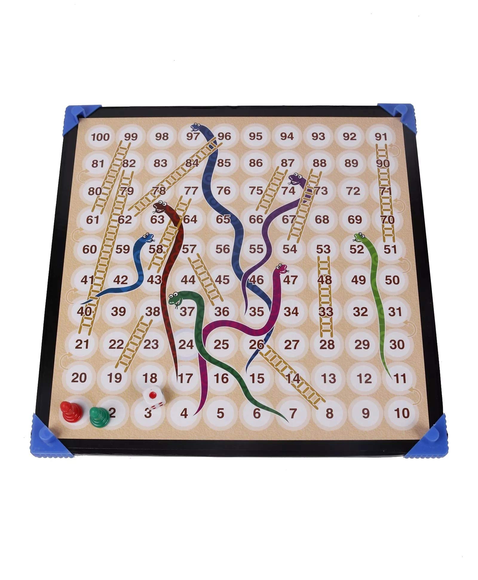 RatnaS Table Top Family Fun Excellent Ludo Snakes And Ladders Board Game With Stand