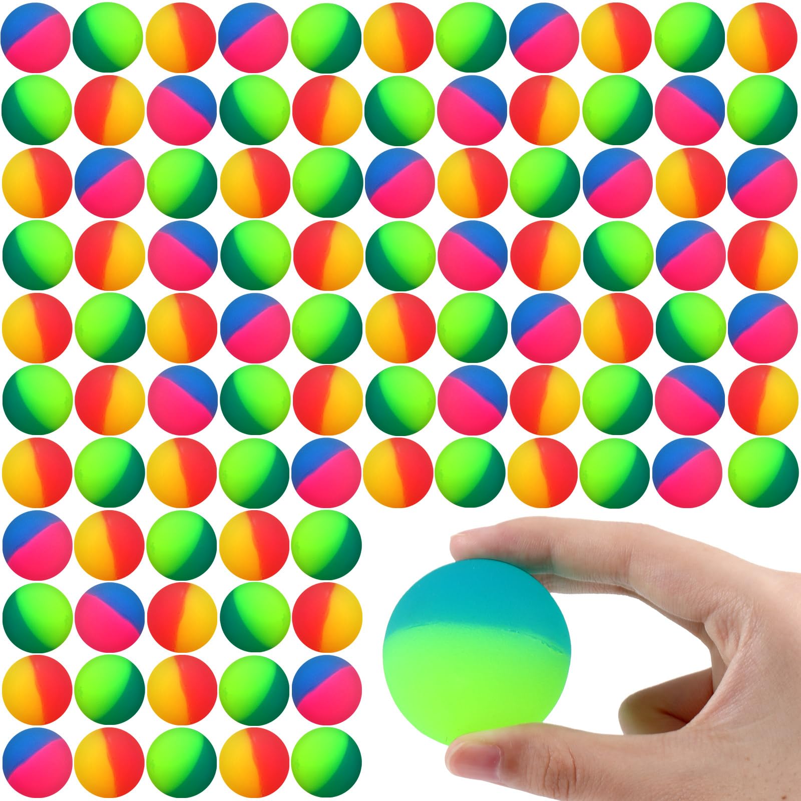 Jenaai 200 Pcs Bouncy Balls for Kids, 45 mm/1.77 inch Colorful Large Rubber Balls Bulk for Birthday Party Favors Classroom Carni