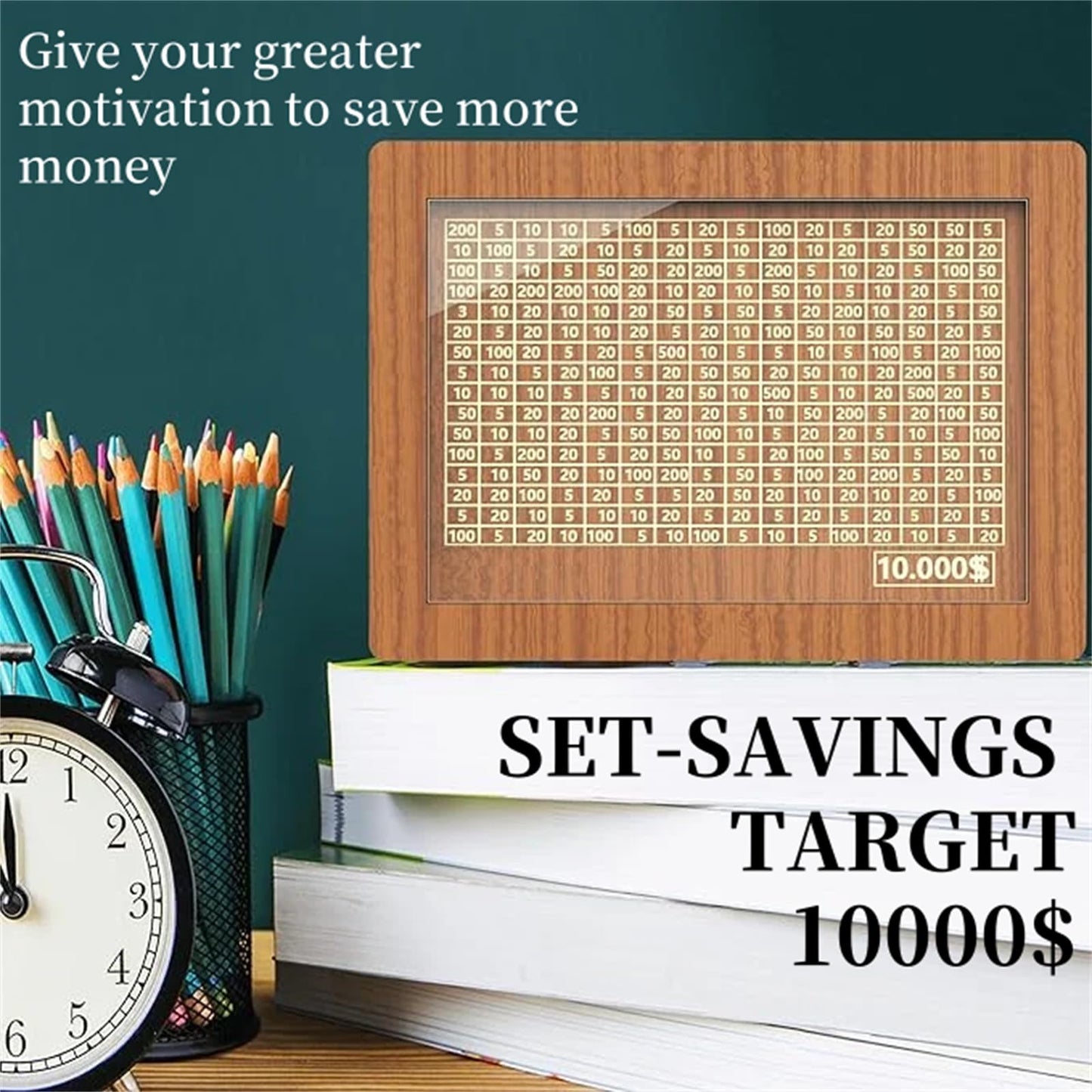 Savings Challenge Box, 10K Wooden Piggy Bank With Counter, Money Saving Box For Kids And Adults, Savings Goal Of $10000, Easy To