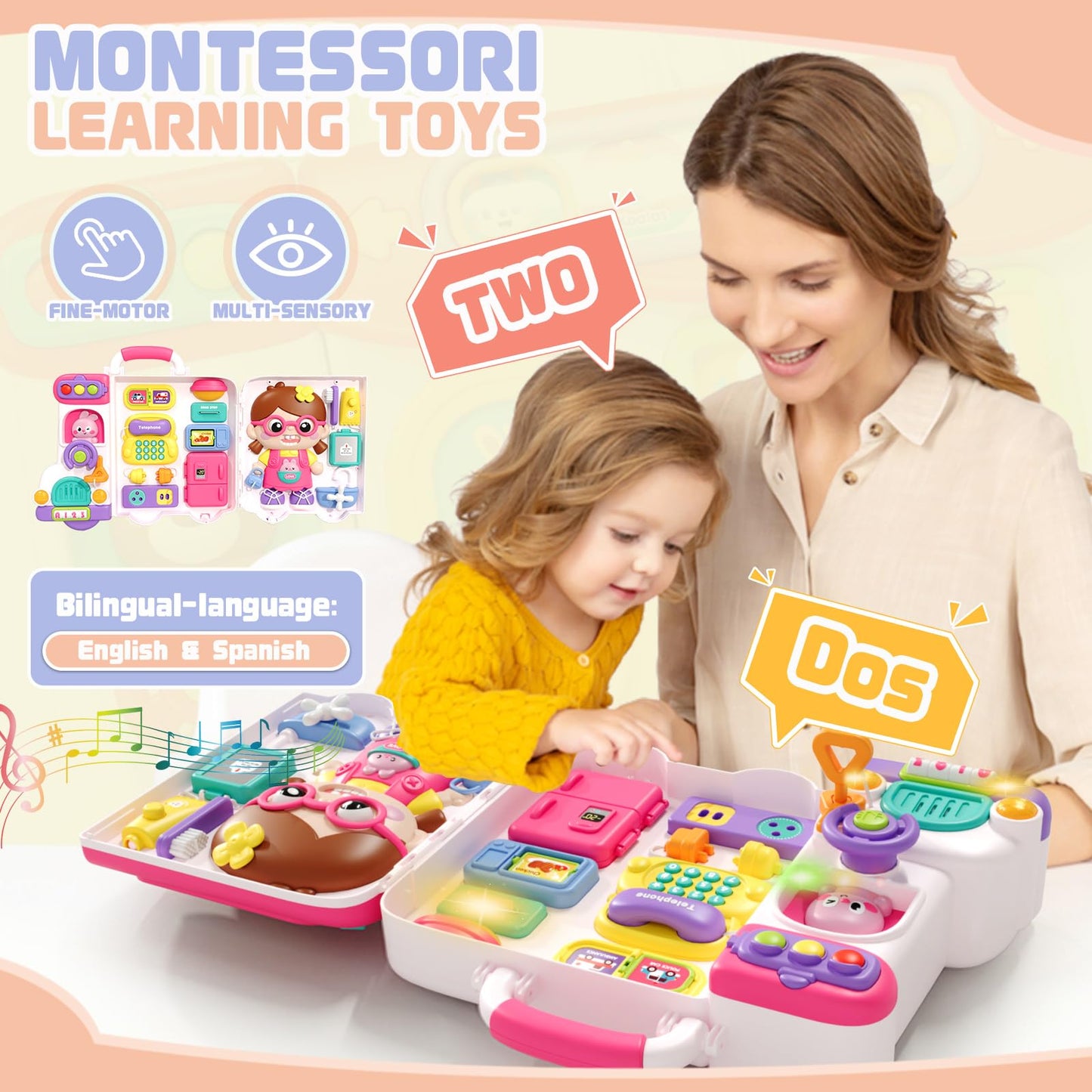 Busy Board Montessori Toys For Toddler 1-2 1-3, Learning Sensory Toddler Toys For 1+ Year Old, Educational Fine Motor Baby Toys