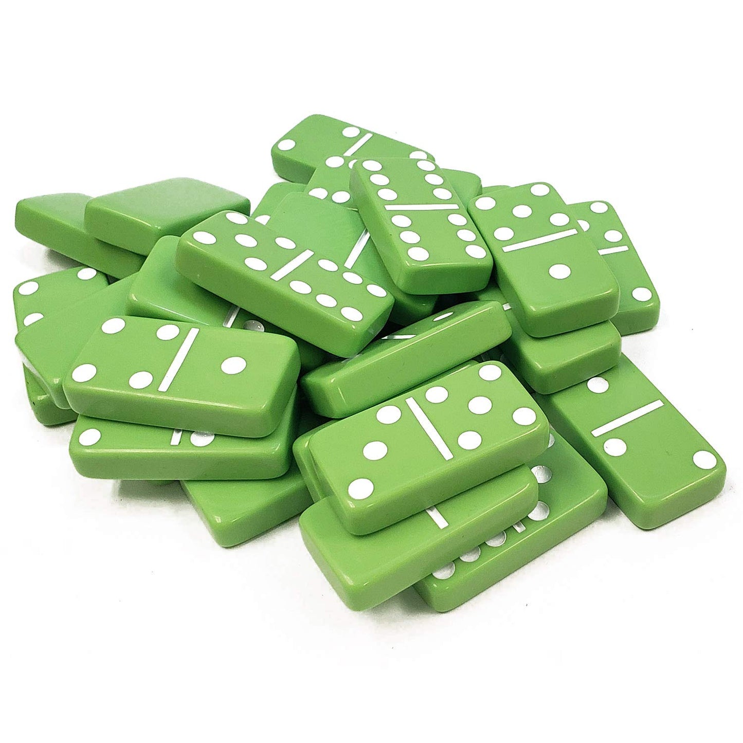 Marion Domino Double 6 Lime Green Jumbo Tournament Professional Size With Spinners In Elegant Black Velvet Case.