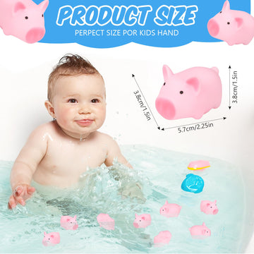 Kymqlyw 100 Pcs Rubber Pig Bath Toy Bulk Mini Pig Toys Float And Squeak Pig Toy Pink Piggy Bathtub Toys For Baby Shower Hallowee