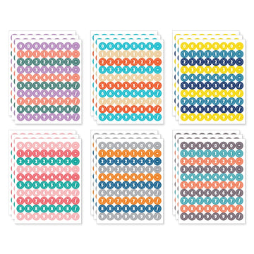 Monolike Retro Candy Number Stickers Set - 6 Design Stickers, 18 Sheets In Total