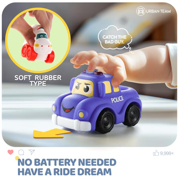 Bessome Soft Rubber Cars Toy For 1 Year Old Boy With Playmat (Storage Bag)|12 Pcs Cartoon Cars Baby Toys For 12-18 Months|Toddle