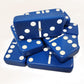 Marion Domino Double 6 Blue Jumbo Tournament Professional Size With Spinners In Elegant Black Velvet Case.