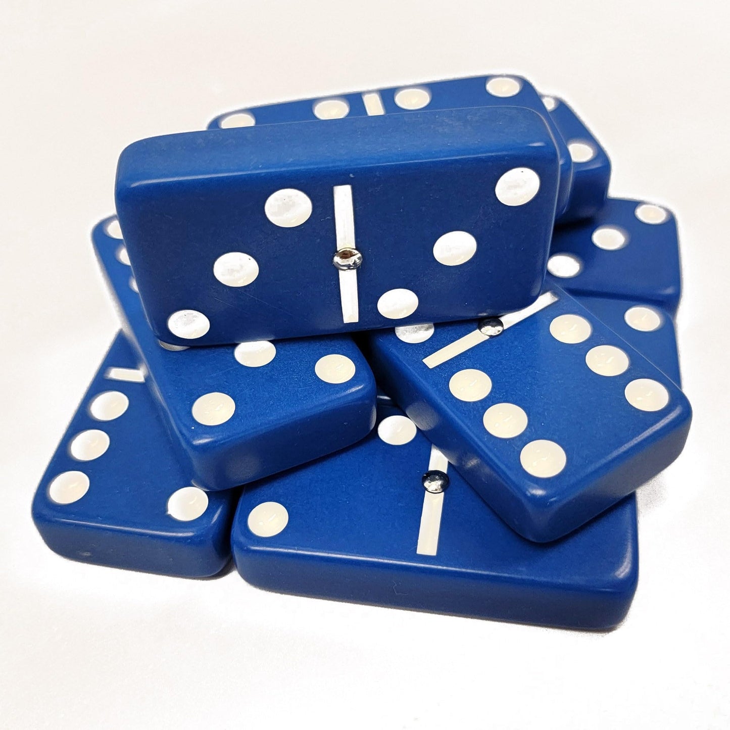 Marion & Co. Domino Double Six 6.Blue Tiles Jumbo Tournament Professional Size With Spinners In Black Elegant Velvet Bag