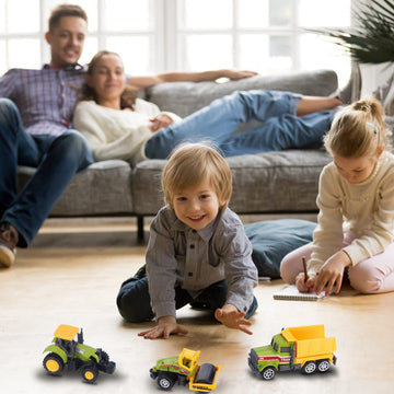 ANDOLO Mini Construction Trucks Toys, Small Construction Toys 6Pcs Construction Vehicles Tractor Toys Sand Vehicle Playset Forkl