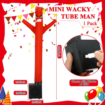 Poen Easter Mini Inflatable Tube Man Gag Funny Gift For Kids Wacky Waving Inflatable Tube Guy With Blower Joke Toy Desktop Quirky White Elephant Gift For Table Birthday Party Decor(Anger)