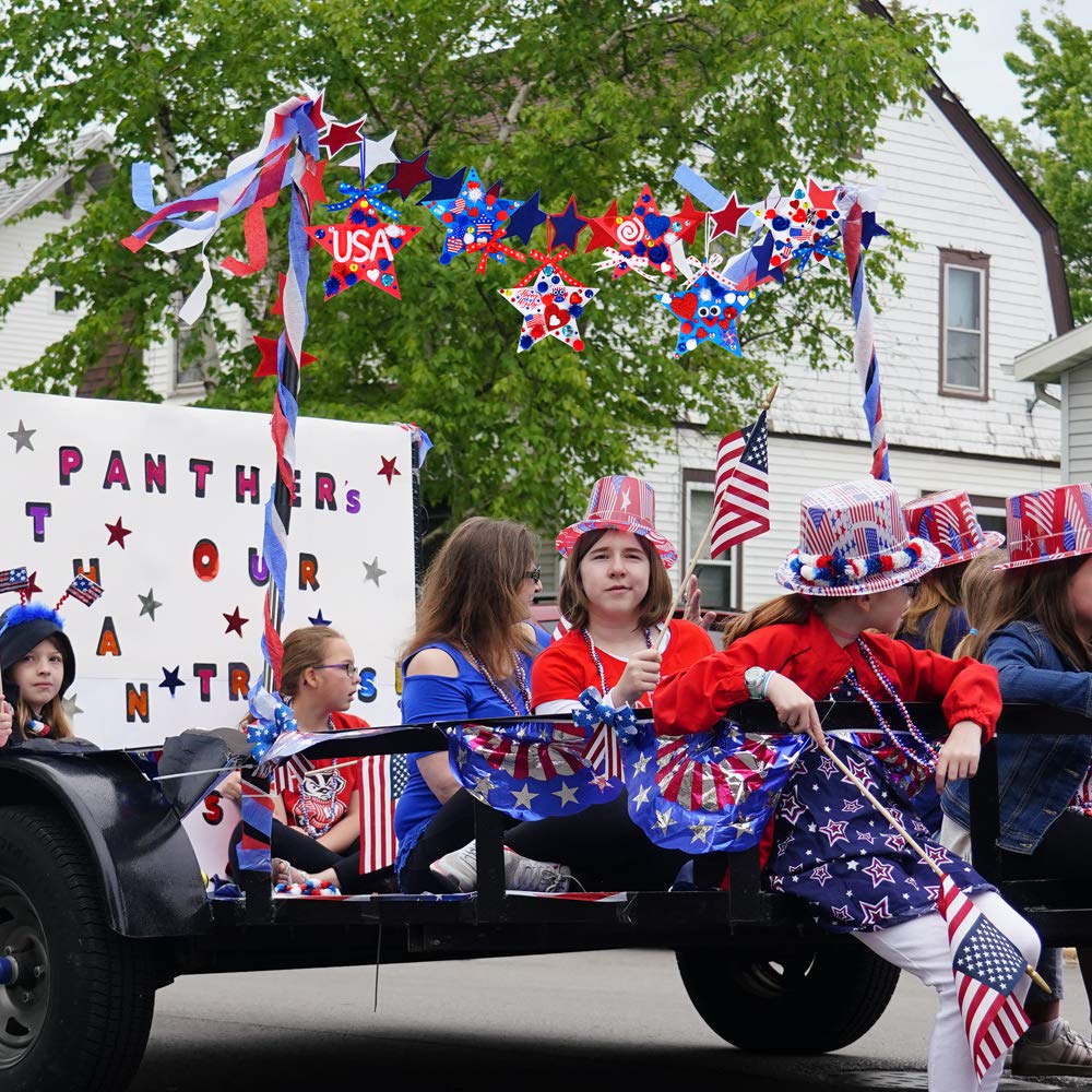 Winlyn 18 Sets 4th of July Craft Kits Patriotic Kids Crafts DIY Patriotic Star Ornaments Decorations Art Sets Red White Blue Sta