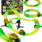 Magic Car Track Set, 154PCS Glow Race Track, Flexible Race Car Tracks, Dinosaur Train Set Glow in The Dark, Race Tracks for Kids