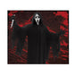 Fun World Ghost Face Backdrop 5' x 5' - Black Plastic, Model 91886GF