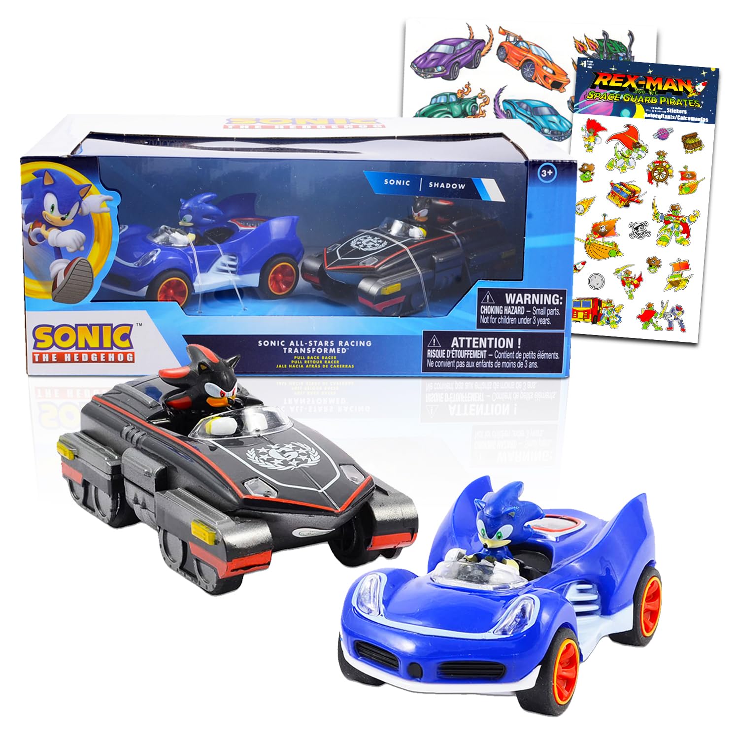 Sonic The Hedgehog Action Figure Set - 5 Shadow and Sonic All-Stars Pull Back Race Car Action Vehicles | Party Supplies Toy Bund