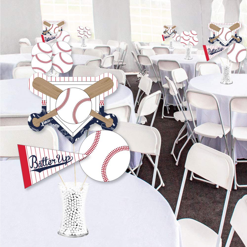 Big Dot Of Happiness Batter Up - Baseball - Baby Shower Or Birthday Party Centerpiece Sticks - Showstopper Table Toppers - 35 Pieces