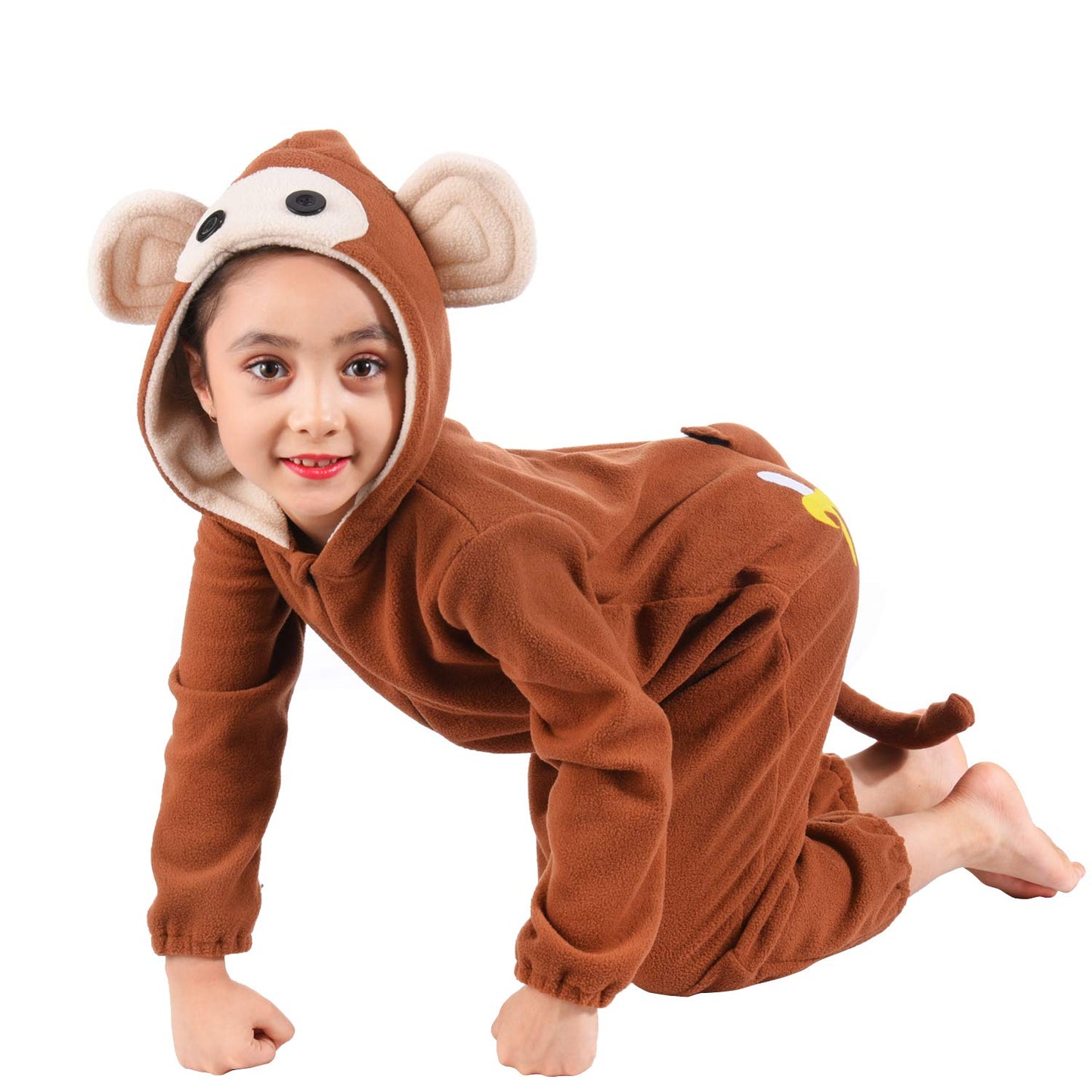 Kids Monkey Onesie Costume Boys Girls Animal Monkey Halloween Costumes For Child Toddler With Banana Accessories