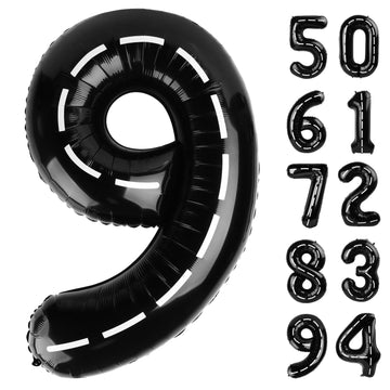 Race Car 9 Balloon, Number Balloons 40 Inch, 9Th Black Giant Birthday Decorations For Boys, 19Th 29Th Party Decorations Supplies