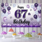 LASKYER Happy 67th Birthday Decorations,67th Purple Balloon Large Birthday Banner Backdrop Sign,67 Years Old Bday Party Supplies
