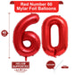 40 Inch Red Number 60 Balloons Giant 60 Balloons Red Birthday 60 Balloons 60 Birthday Anniversary Party Decorations Supplies