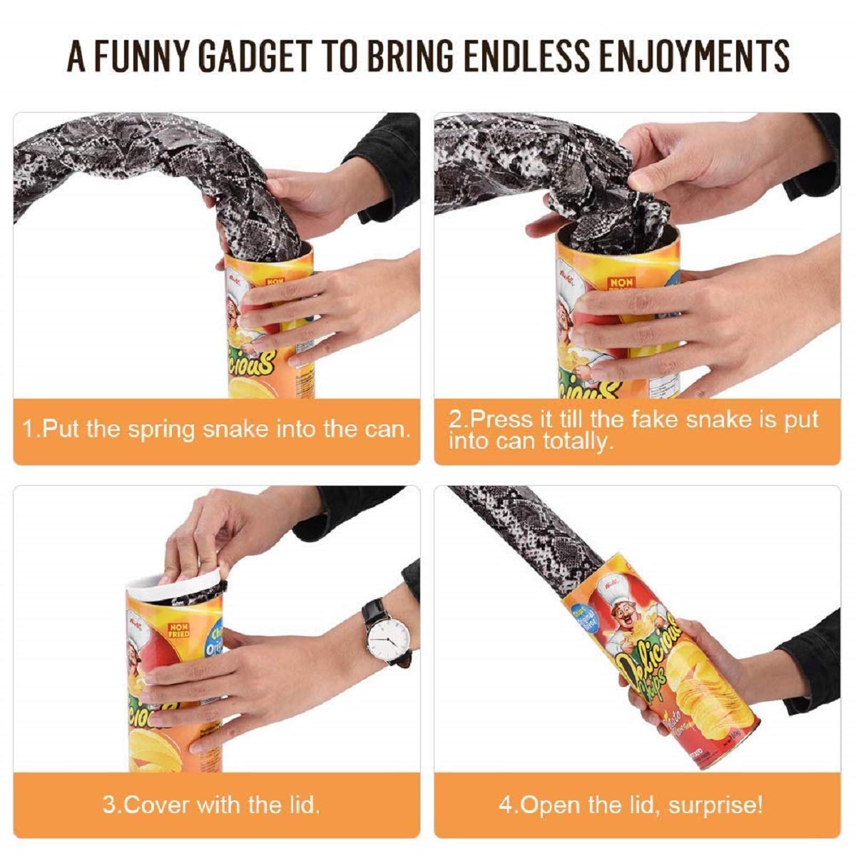 Vanvene Potato Chip Snake In A Can Gag Gift Prank Large Size For April Fools' Day And Halloween