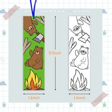 ANGOLIO 75Pcs Camping Color Your Own Bookmarks Kids DIY Coloring Blank Bookmarks Camping Party Game Prize Art Craft Supplies Bir
