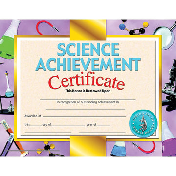 Hayes Science Achievement Certificate, 8.5'' X 11'', Pack Of 30