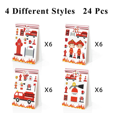 24Pcs Firetruck Goodie Bags Fire Truck Birthday Party Supplies Firefighter Party Supplies Firetruck Birthday Decorations Fire Tr
