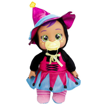 Cry Babies Tiny Cuddles Agatha Doll - 9 Pink & Purple Witch Pajamas, Cries Real Tears, Multicolor Baby Toy