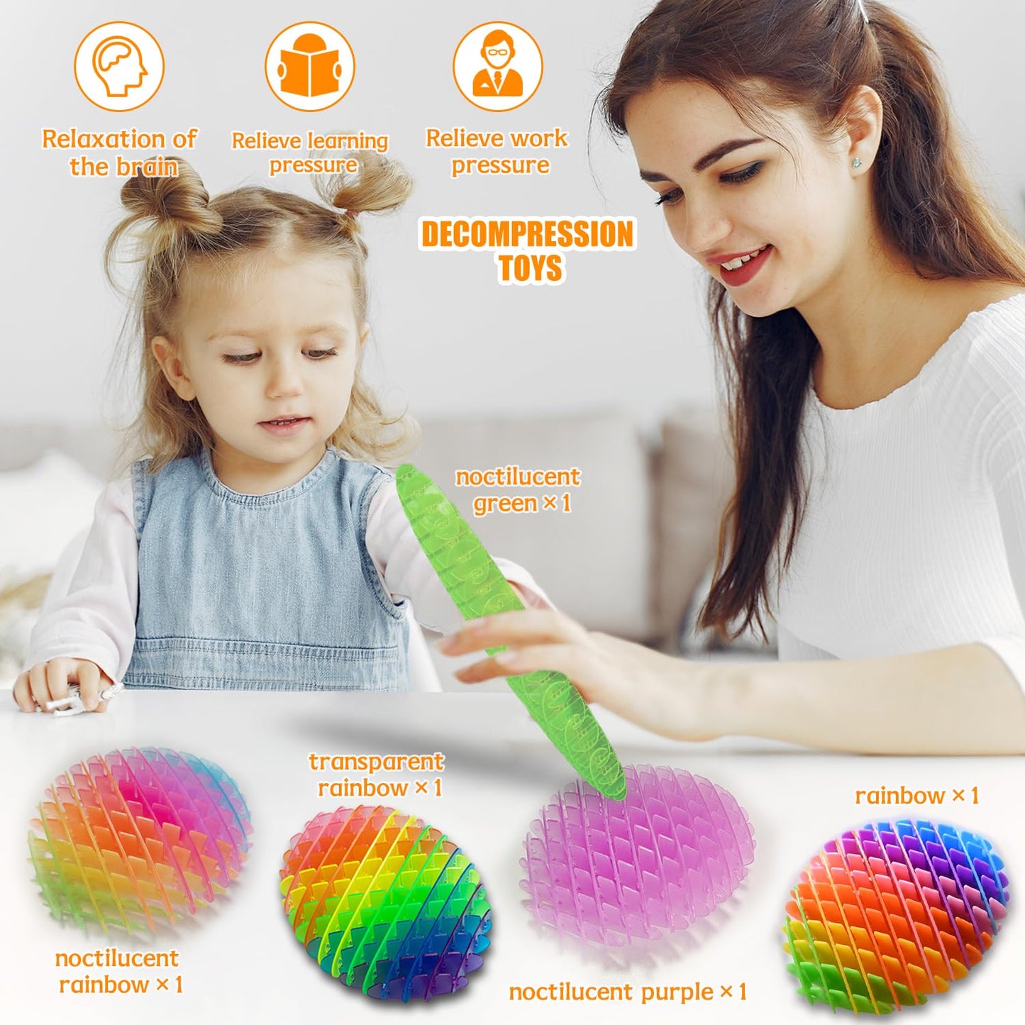 Fidget Worm Toy 5Pcs - Quiet Worm Sensory Toy,Stress Relief Fidget Toys,Stress Relieving Toys,Resistance Fidget Toys,Anxiety Rel